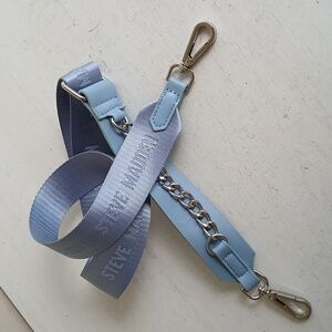 Wide Light Blue Strap Silver Hardware Replacement Crossbody Bag Strap